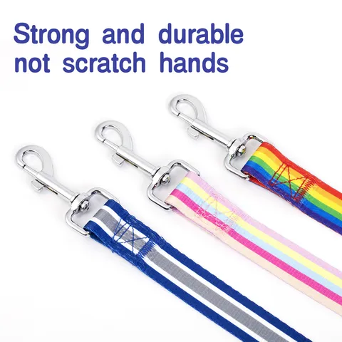 Set de Correa y Collar de Perro Ajustable de Nylon Reflectante Colorido Arco Iris Plomo de Mascota Perros Pequeños Medianos Suministros para Pasear