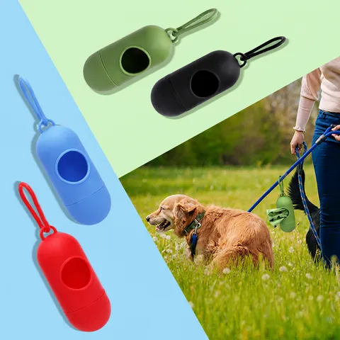 Portable Dog Poop Bag Dispenser Pill And Bone Shaped Waste Bag Holder With Hook Outdoor Pet Cleaning Tool
