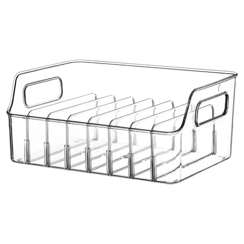 Scatola Organizer per Spezie da Cucina in Plastica Trasparente Scaffale per Bottiglie di Condimento da Banco Contenitore Separato per Bustine di Condimento per Armadietto