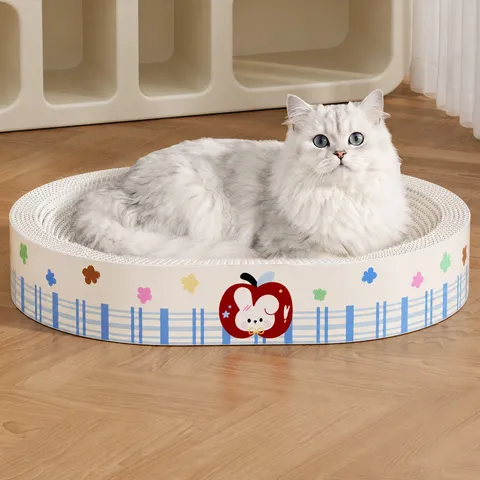 Cat Scratching Board Round Oval Corrugated Paper Cat Scratcher Bowl Wear Resistant Non Shedding Bottom Sealed Cat Litter Toy