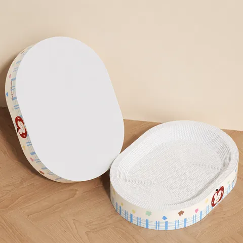 Cat Scratching Board Round Oval Corrugated Paper Cat Scratcher Bowl Wear Resistant Non Shedding Bottom Sealed Cat Litter Toy