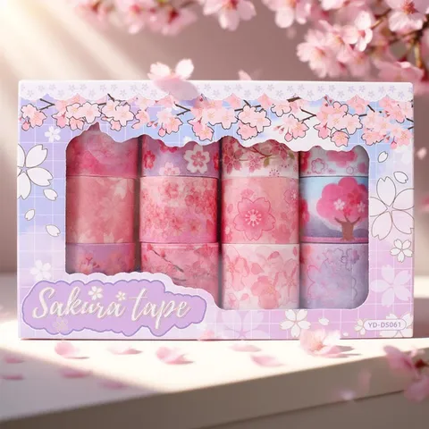Washi Tape Set Kersenbloesem Paarse Serie Decoratieve Plakband Voor Dagboek Scrapbooking DIY Ambachten