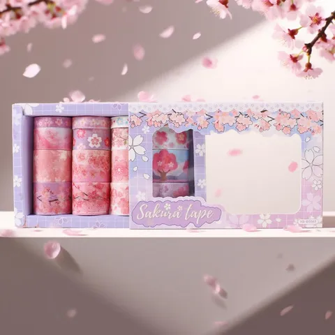 Washi Tape Set Kersenbloesem Paarse Serie Decoratieve Plakband Voor Dagboek Scrapbooking DIY Ambachten