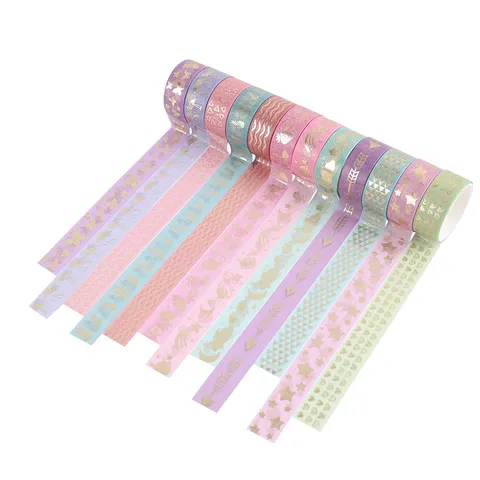Washi-tape Set Foliepersing Decoratieve Plakband Voor Scrapbooking Journal Planner DIY Handwerk Kantoorartikelen