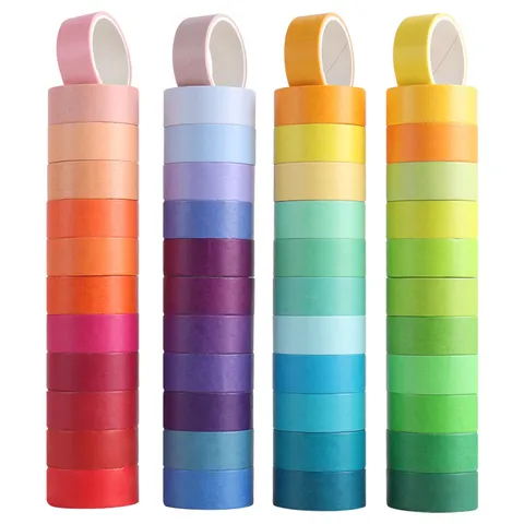 Juego de Cinta Washi de Color Sólido Macaron Cinta Adhesiva Decorativa Para Diario Manualidades
