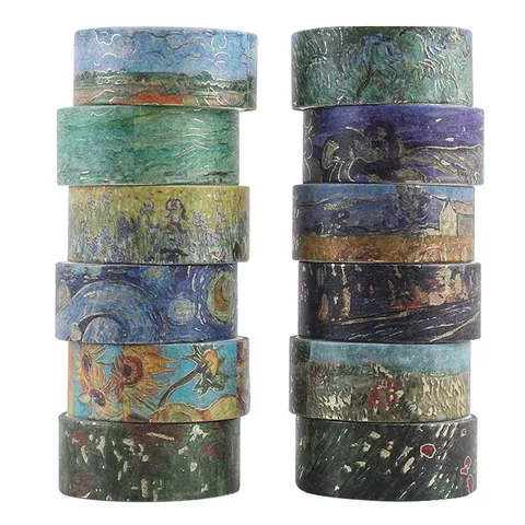 Van Gogh Series Washi Tape Set Art Oil Painting Decorative Adhesive Tape For DIY Journal Scrapbooking Craft Stationery
