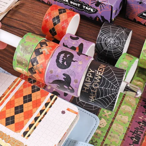 Creatief Bronzen Halloween Washi Tape Set Schattige Geest Pompoen Journal Decoratieve Plakband DIY Schrijfwaren