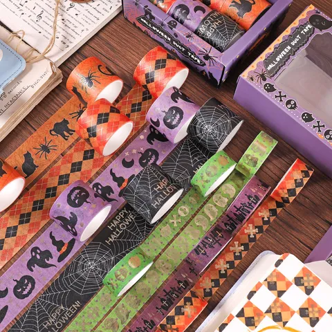 Creatief Bronzen Halloween Washi Tape Set Schattige Geest Pompoen Journal Decoratieve Plakband DIY Schrijfwaren