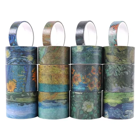 Van Gogh Series Washi Tape Set Art Oil Painting Decorative Adhesive Tape For DIY Journal Scrapbooking Craft Stationery