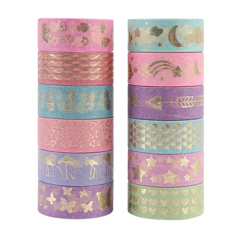 Washi-tape Set Foliepersing Decoratieve Plakband Voor Scrapbooking Journal Planner DIY Handwerk Kantoorartikelen