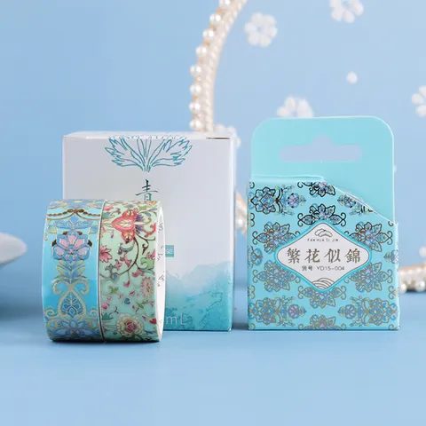 Gold Stamping Washi Tape Set Traditional Floral Adhesive Tape For Journaling Scrapbooking DIY Craft Stationery