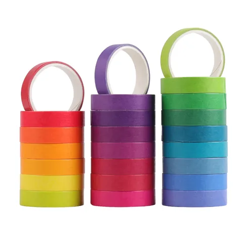 DIY Rainbow Washi Tape Set Colorful Decorative Adhesive Masking Tape For Journaling Planner Scrapbooking Craft Supply