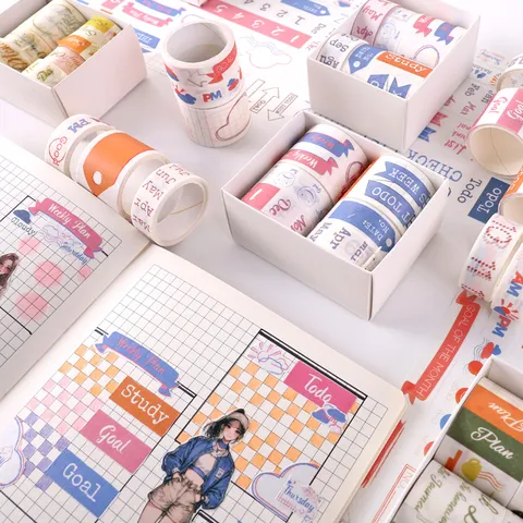 Washi Tape Set Timeline Journaling Decorative Adhesive Tape With Release Paper DIY Craft Scrapbook Planner Stickers