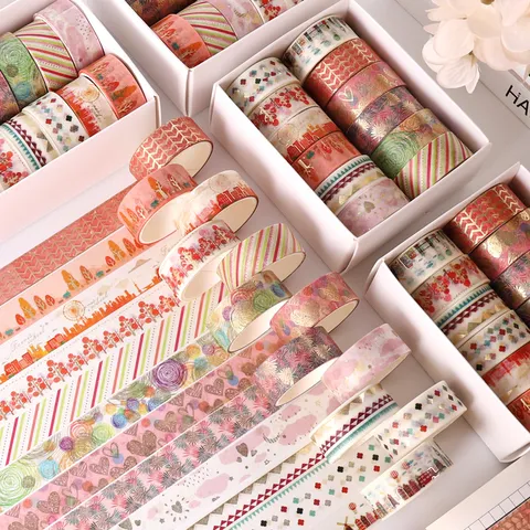 Washi Tape Set Decoratief Goud Stempelen Dagelijks Sticker Plakband Voor Ambacht DIY Scrapbooking Planner