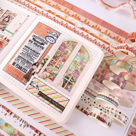 Washi Tape Set Decoratief Goud Stempelen Dagelijks Sticker Plakband Voor Ambacht DIY Scrapbooking Planner