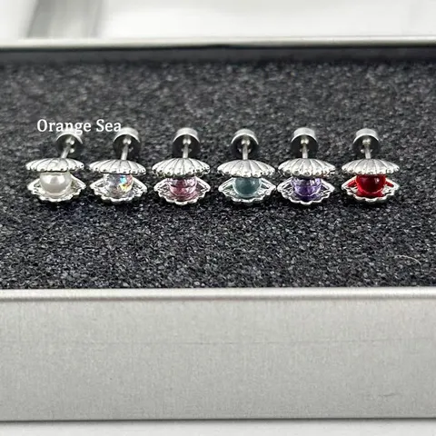 Exquisite Legierung Muschel Perle Glas Kugel Ohrstecker Süßer Cooler Stil Minimalistischer Persönlichkeit Geometrischer Ohrschmuck Für Damen