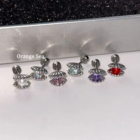 Exquisite Legierung Muschel Perle Glas Kugel Ohrstecker Süßer Cooler Stil Minimalistischer Persönlichkeit Geometrischer Ohrschmuck Für Damen