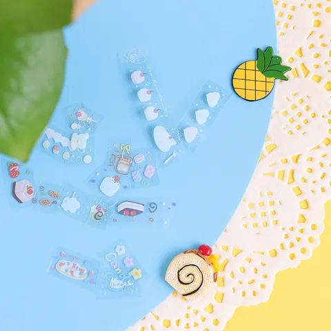 Ensemble de Ruban Washi Transparent PET Fête de Dessert Mignon Scrapbooking Journal Papeterie Fournitures Style Doux