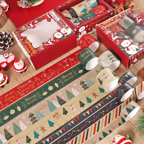 Kerst Goud Stempelen Washi Tape Set Festief Decoratieve Journal Masking Tape DIY Scrapbooking Plakband Cadeau
