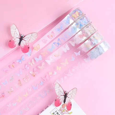 PET Transparante Washi Tape Set Vlinder Poëzie Thema Decoratieve Masking Tape Voor Journaling Scrapbooking DIY Ambacht