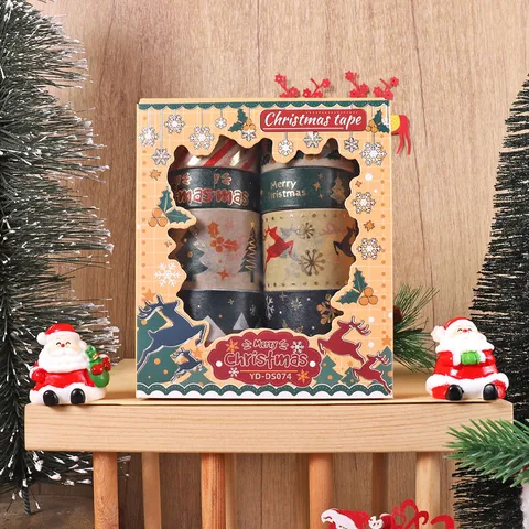 Christmas Washi Tape Set Gold Foil Decorative Masking Tape Rolls For Journaling Scrapbooking DIY Craft Gift Wrapping
