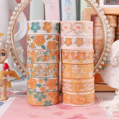 Decorative Hot Stamping Washi Tape Set Colorful Adhesive Masking Tape For DIY Journal Craft Scrapbooking Planner