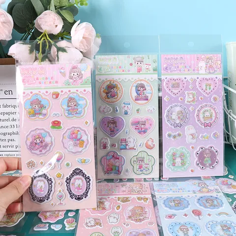 Kids Cute Cartoon PVC EVA Bubble Stickers Girls Journaling Scrapbook Decorative Stationery Adhesive Decals