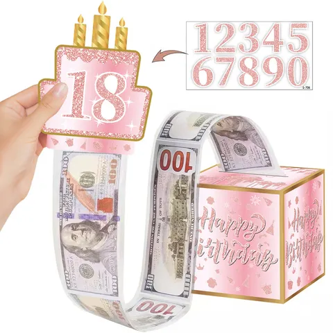 Caja de Dinero para Fiesta de Cumpleaños Caja de Regalo Sorpresa Tarjeta de Inserción de Pastel Suministros Decorativos