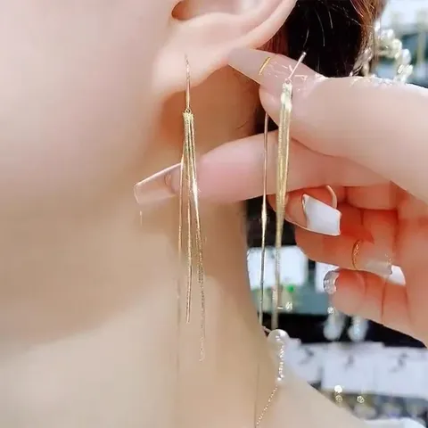 Elegant Long Chain Tassel Ear Wire For Women Fashion Alloy Dangle Earrings Trendy Chic Jewelry Accessory Gift