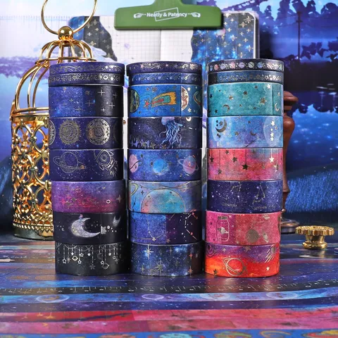 Melkweg Sterrenhemel Washi-tape Goudfolie Decoratieve Masking Tape Voor Journaling Scrapbooking DIY Ambachtelijke Planner