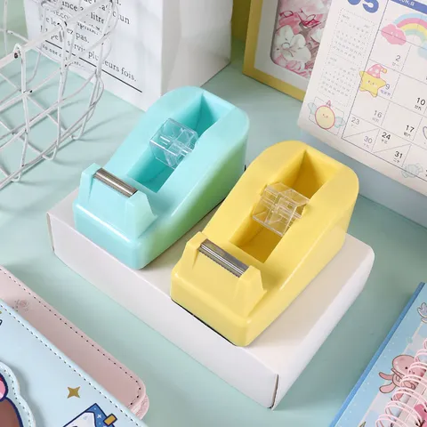 Macaron Color Plastic Desktop Tape Dispenser Small Packing Tool Student Office Tape Cutter Student Stationery Supplies