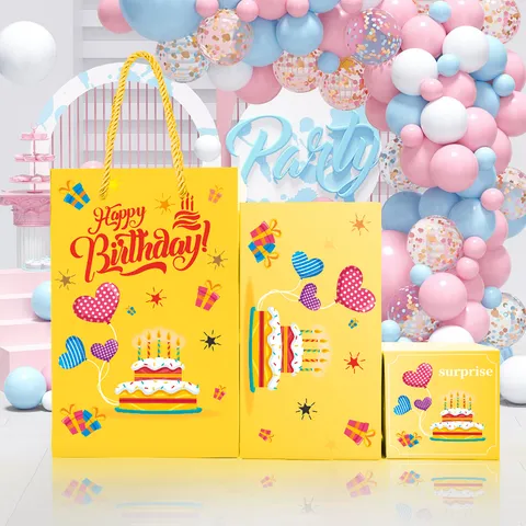 Birthday Party Surprise Pop-up Box Gift Set Creative Explosion Gift Box with Paper Bag for Friends Family Celebration