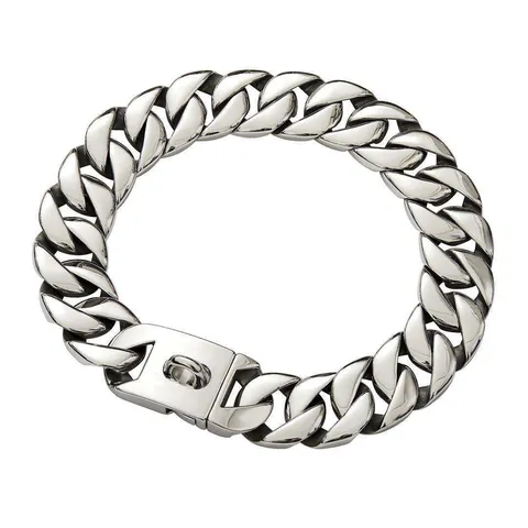 Heavy Duty Stainless Steel Cuban Link Dog Collar Metal Chain With Secure Snap Buckle For Large Dogs Pet Training