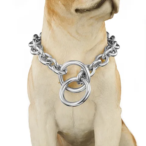 Stainless Steel Dog Chain Collar Heavy Duty O Ring P Chain Training Pet Necklace For Dogs