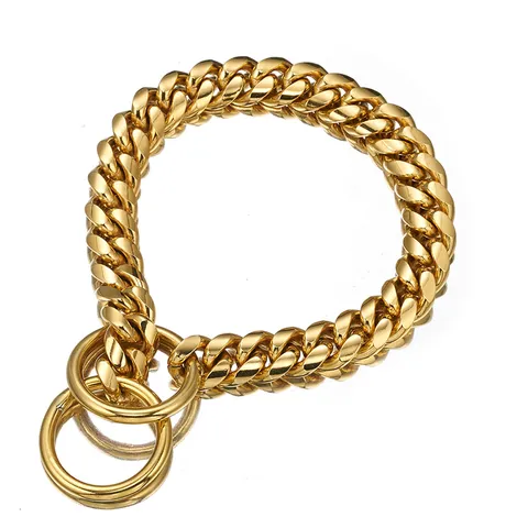 Collare per Cani a Maglie Cubane in Acciaio Inossidabile Catena P Addestramento Metallo Oro Argento Collare per Animali