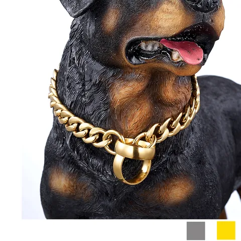 Heavy Duty Stainless Steel Dog Chain Collar 13MM Metal Cuban Link Pet Training Choke Collar For Medium Large Dogs