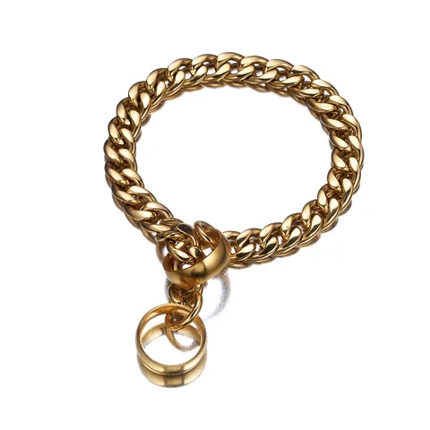 Heavy Duty Stainless Steel Dog Chain Collar 13MM Metal Cuban Link Pet Training Choke Collar For Medium Large Dogs