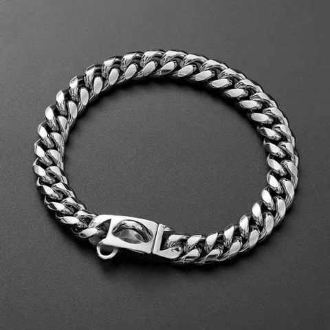 Stainless Steel Cuban Link Dog Collar Heavy Duty Metal Pet Training Collar Gold And Silver Cuban Chain For Dogs