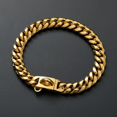 Stainless Steel Cuban Link Dog Collar Heavy Duty Metal Pet Training Collar Gold And Silver Cuban Chain For Dogs