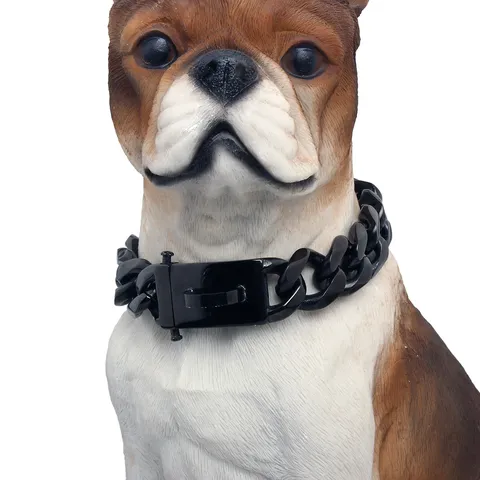 Heavy Duty Stainless Steel Cuban Link Dog Collar Metal Chain Training Collar For Large Dogs Pet Accessories