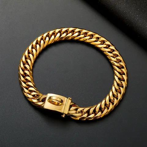 Heavy Duty Stainless Steel Cuban Link Dog Chain Collar Metal Chew Proof Pet Training Collar For Medium Large Dogs