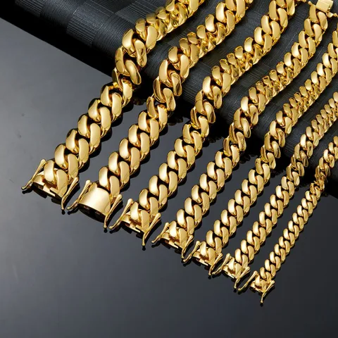 Men's Cuban Chain Necklace Stainless Steel Hip Hop Thick Heavy Cuban Link Chain Fashion Jewelry Gift