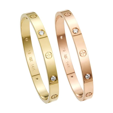 Stainless Steel Cross Screw Bracelet 14K Gold Rose Gold Plated Fashion Jewelry Bangle