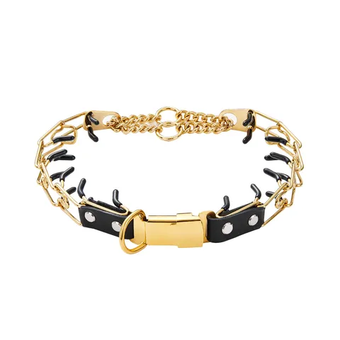 Stainless Steel Pet Dog Training Collar Metal Choke Chain With Quick Release Buckle Rubber Protection Spike For Dogs