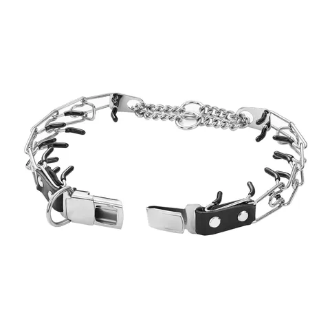 Stainless Steel Pet Dog Training Collar Metal Choke Chain With Quick Release Buckle Rubber Protection Spike For Dogs