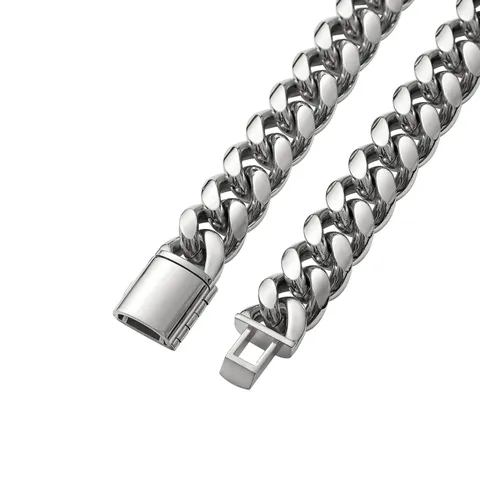 Men's Stainless Steel Cuban Chain Necklace Heavy Polished Curb Link Chain Fashion Neck Jewelry Gift