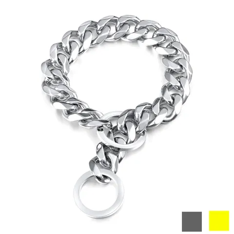 Heavy Duty Stainless Steel Dog Chain Collar Cuban Link Metal Pet Collar For Medium Large Dogs Gold Silver Pet Supplies