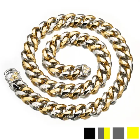 Men Chunky Cuban Link Chain Necklace Stainless Steel Heavy Biker Hip Hop Statement Fashion Jewelry Gift