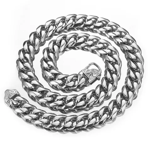 Men Chunky Cuban Link Chain Necklace Stainless Steel Heavy Biker Hip Hop Statement Fashion Jewelry Gift