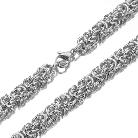 Men Stainless Steel Byzantine Chain Necklace Heavy Metal Link Chain Hip Hop Fashion Jewelry